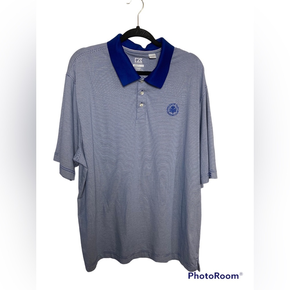 Cutter&Buck blue striped short sleeve golf polo. Regent’s Glen. XXL